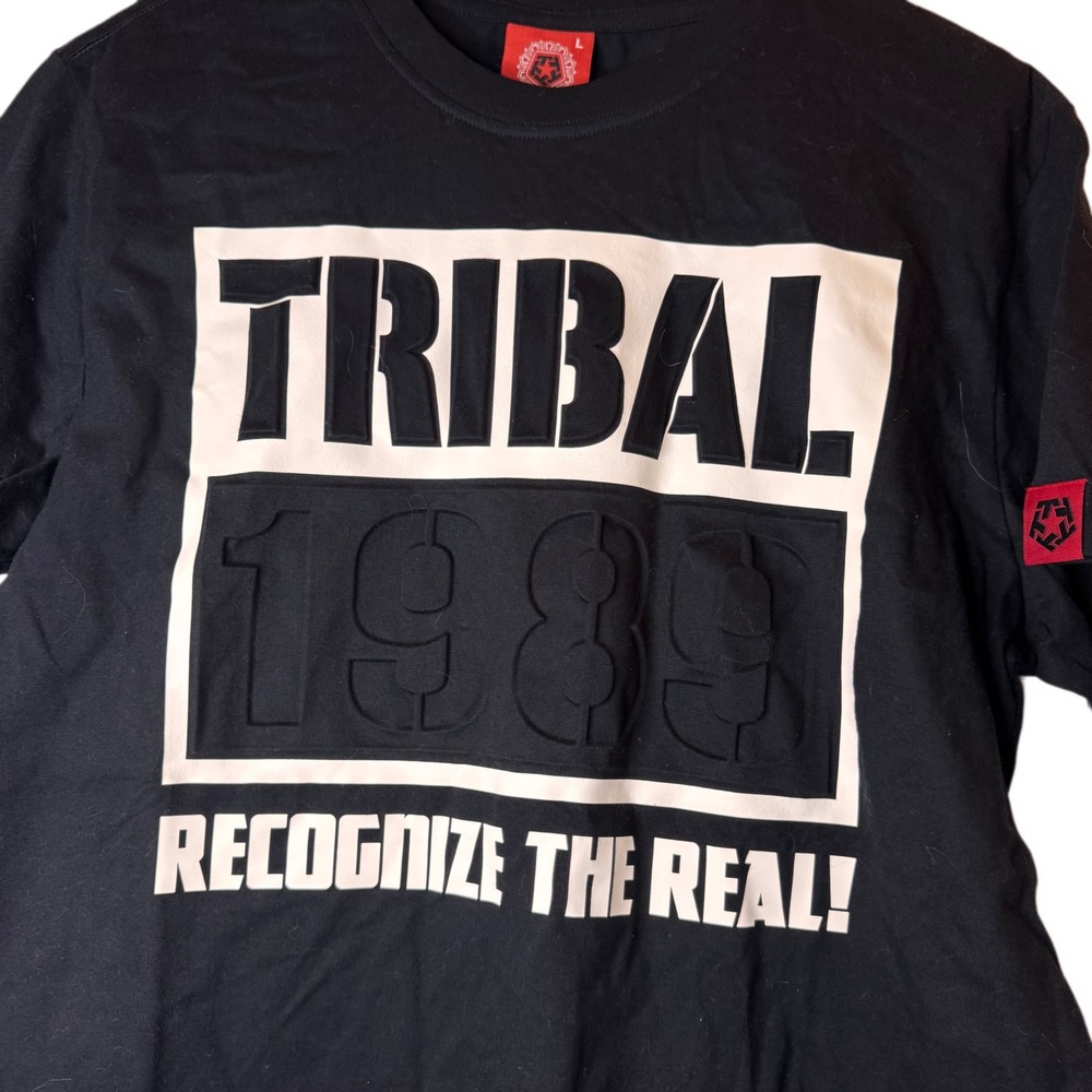 Tribal Gear Black Graphic‎ T Shirt Mens Large 1989 Recognize The Real NWT